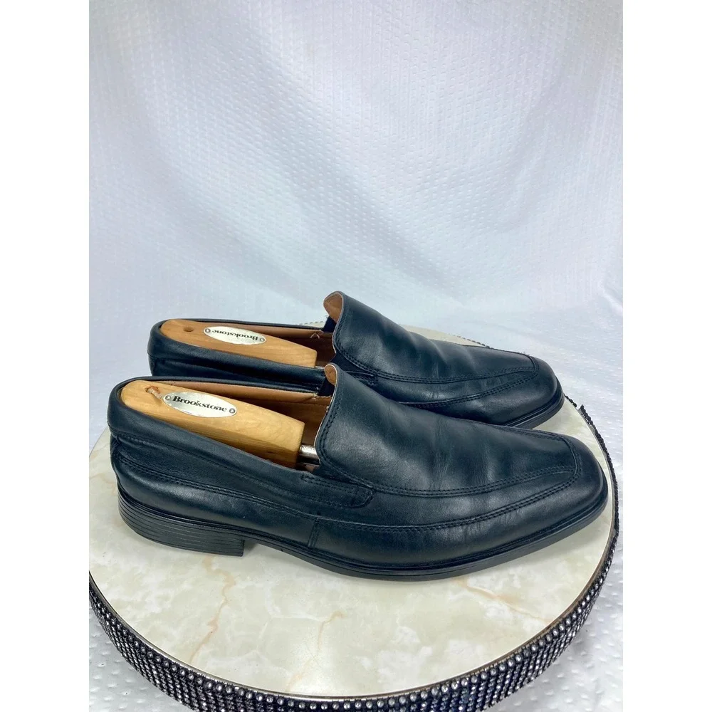 Clarks Tilden Free Leather Slip-On Dress Loafers Mens Sz 8.5W Black Office Shoes